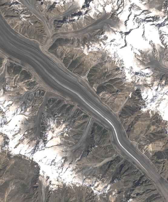 Aerial view of Biafo Glacier