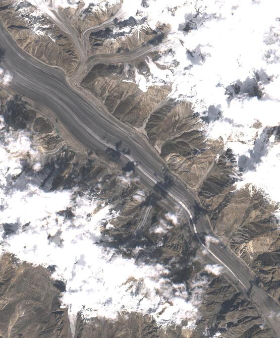 Aerial view of Biafo Glacier