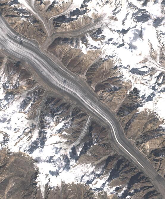 Aerial view of Biafo Glacier