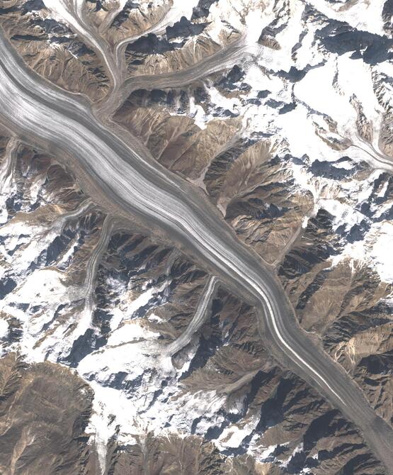 Aerial view of Biafo Glacier