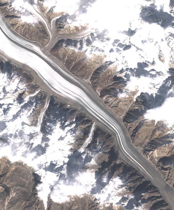 Aerial view of Biafo Glacier