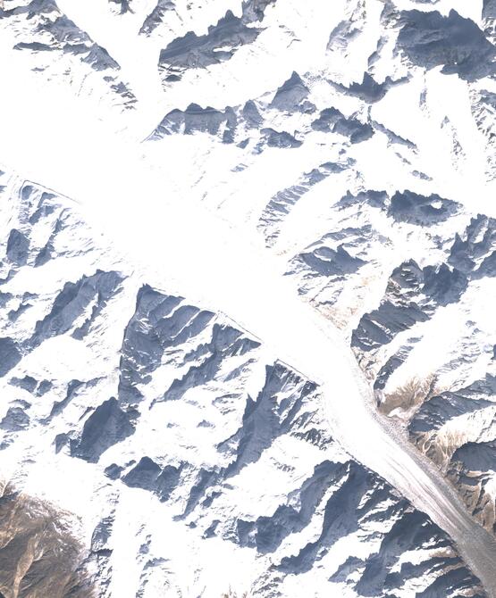 Aerial view of Biafo Glacier