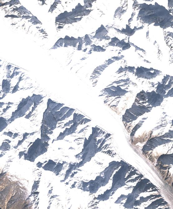 Aerial view of Biafo Glacier