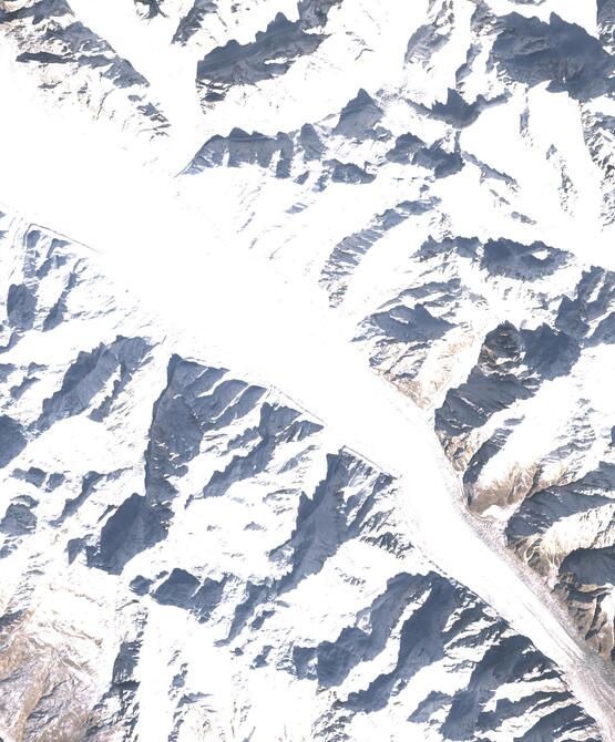 Aerial view of Biafo Glacier