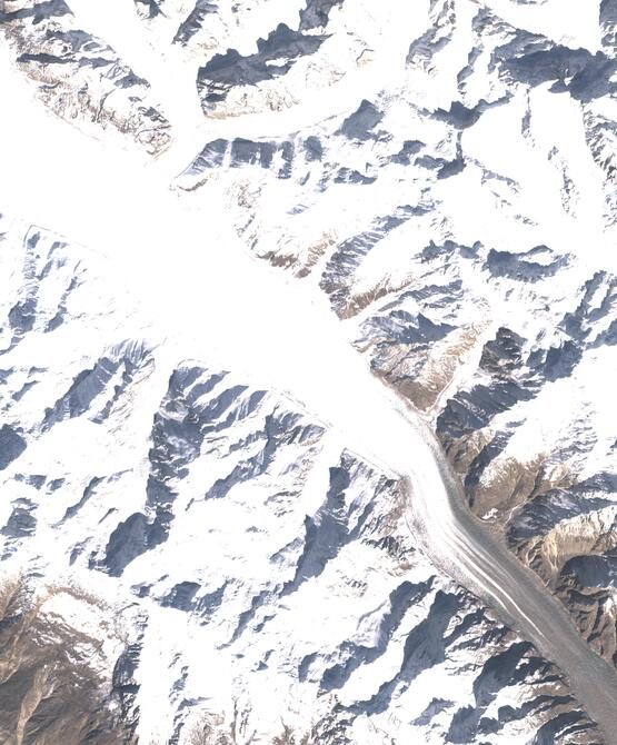 Aerial view of Biafo Glacier