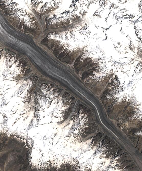 Aerial view of Biafo Glacier