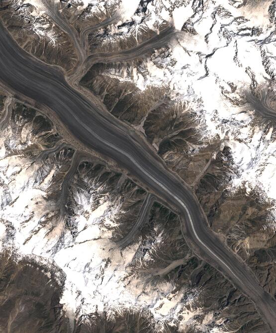 Aerial view of Biafo Glacier