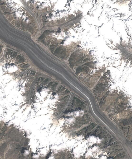 Aerial view of Biafo Glacier