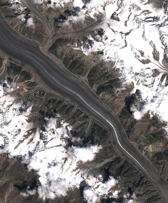 Aerial view of Biafo Glacier