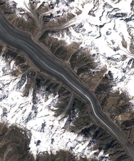 Aerial view of Biafo Glacier