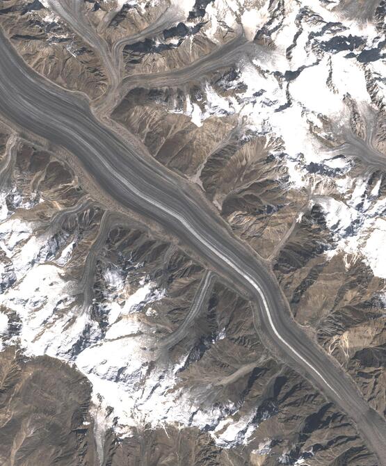 Aerial view of Biafo Glacier