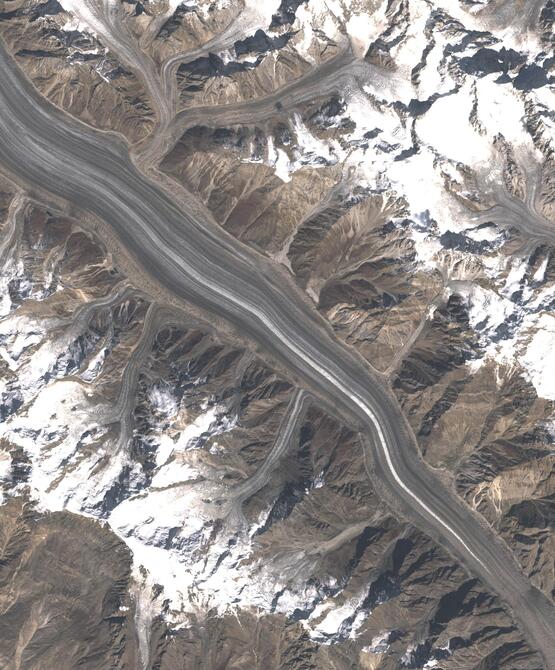 Aerial view of Biafo Glacier