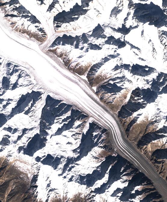 Aerial view of Biafo Glacier