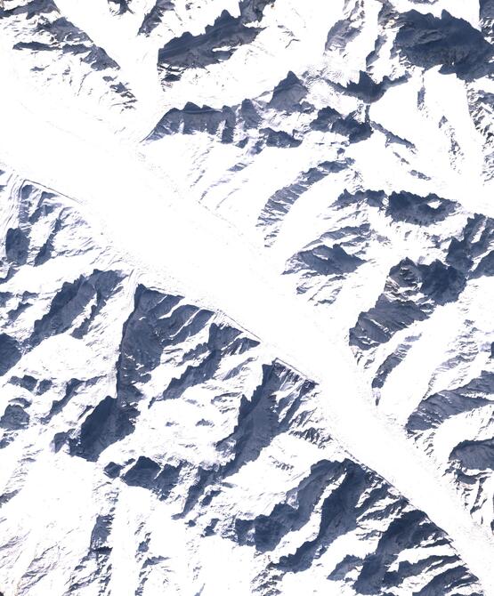 Aerial view of Biafo Glacier