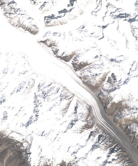 Aerial view of Biafo Glacier