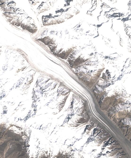 Aerial view of Biafo Glacier