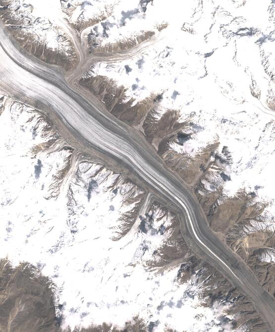 Aerial view of Biafo Glacier