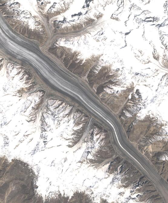 Aerial view of Biafo Glacier