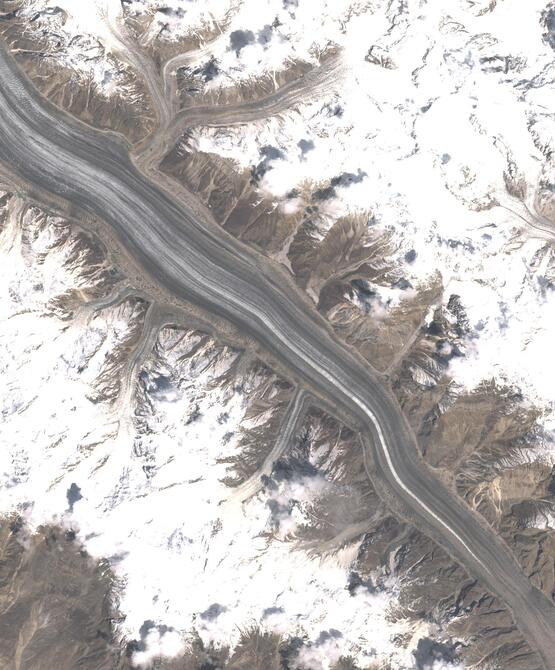 Aerial view of Biafo Glacier