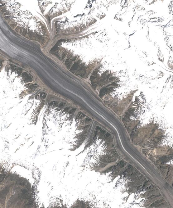 Aerial view of Biafo Glacier