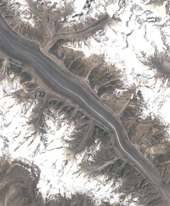 Aerial view of Biafo Glacier