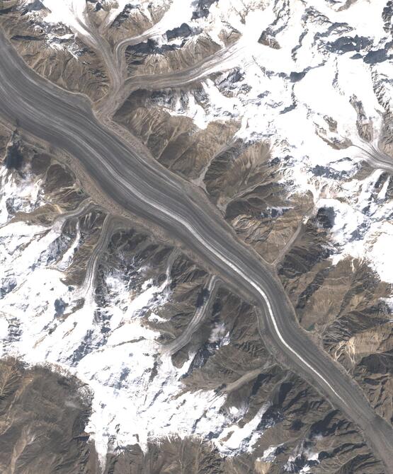 Aerial view of Biafo Glacier