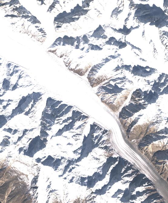 Aerial view of Biafo Glacier