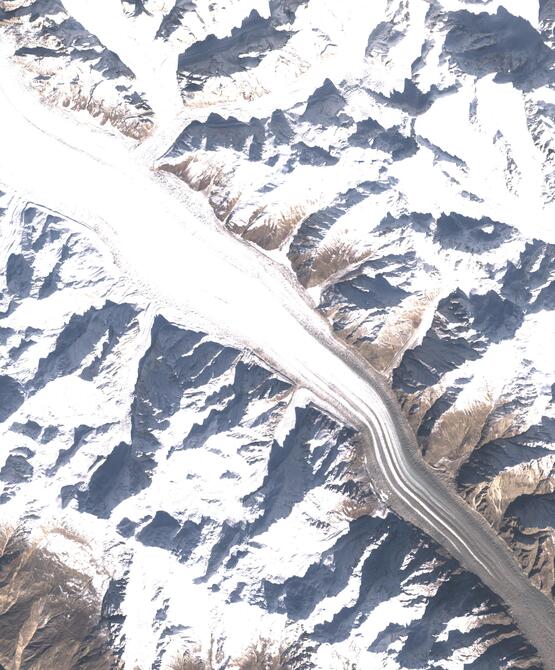 Aerial view of Biafo Glacier