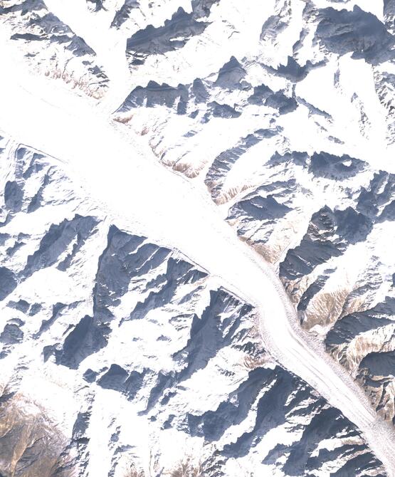 Aerial view of Biafo Glacier