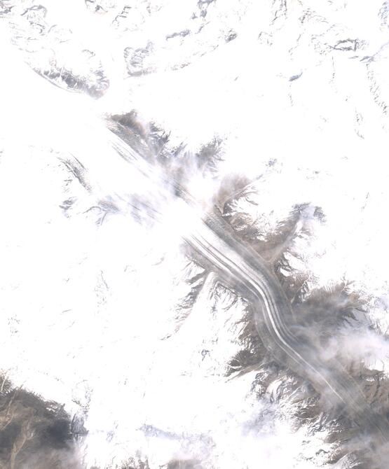 Aerial view of Biafo Glacier