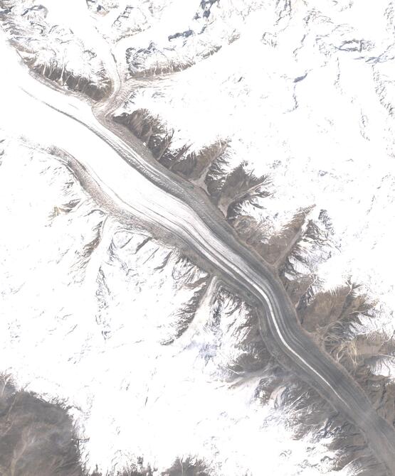 Aerial view of Biafo Glacier