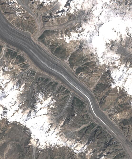 Aerial view of Biafo Glacier