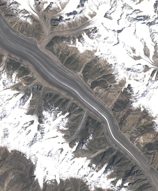 Aerial view of Biafo Glacier