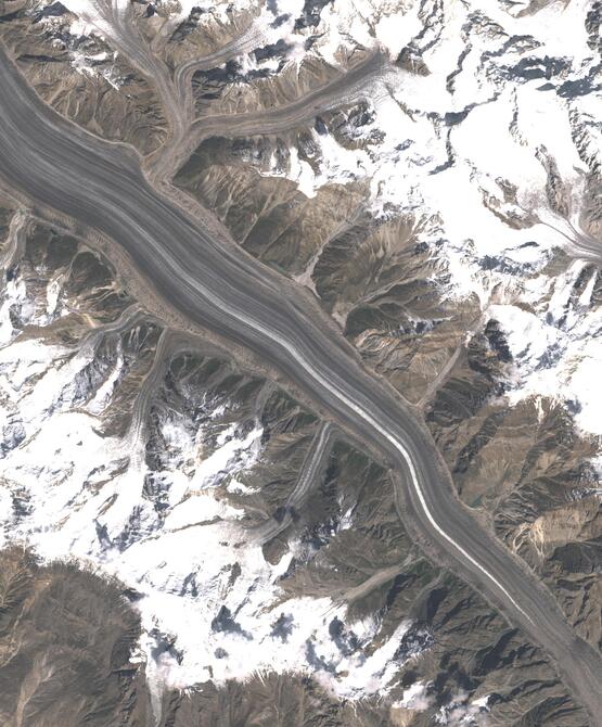 Aerial view of Biafo Glacier