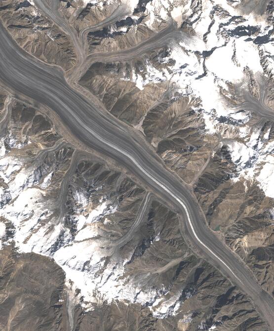 Aerial view of Biafo Glacier