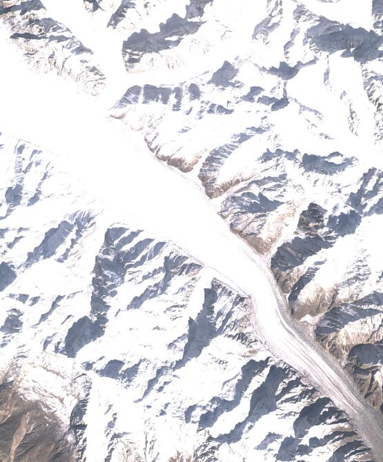 Aerial view of Biafo Glacier