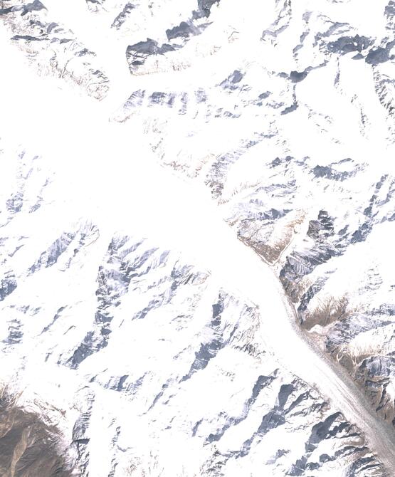 Aerial view of Biafo Glacier