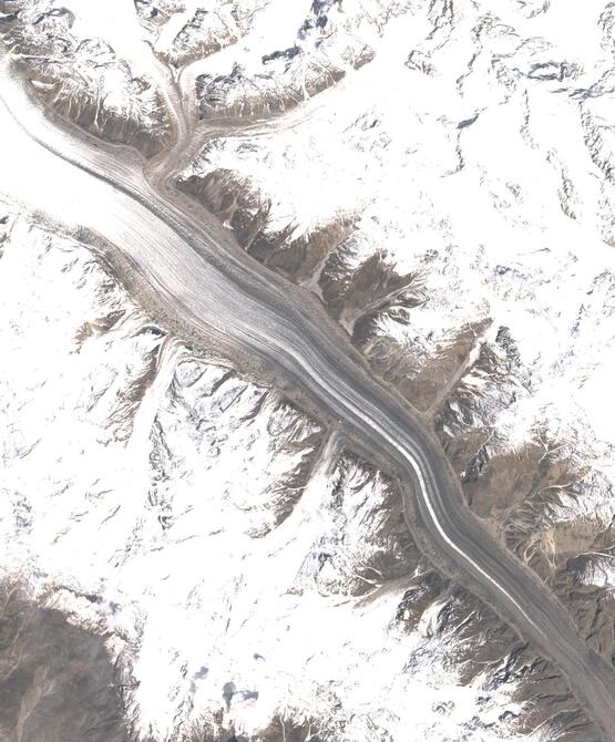 Aerial view of Biafo Glacier