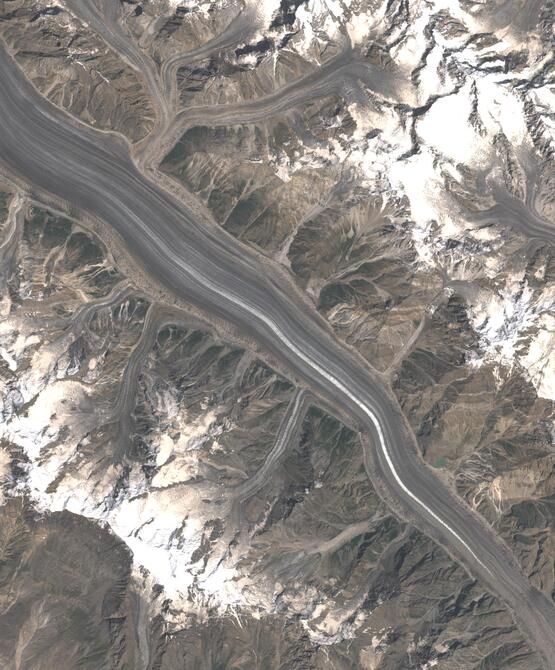 Aerial view of Biafo Glacier