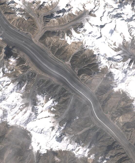 Aerial view of Biafo Glacier