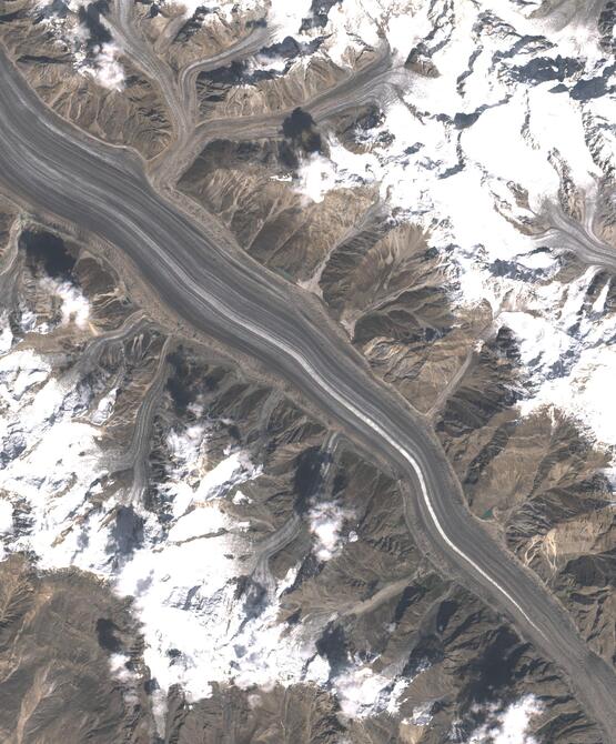 Aerial view of Biafo Glacier