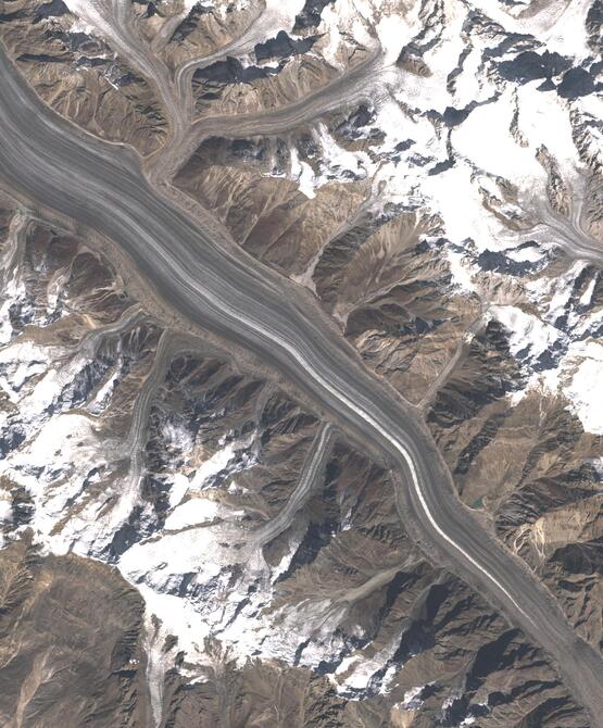 Aerial view of Biafo Glacier
