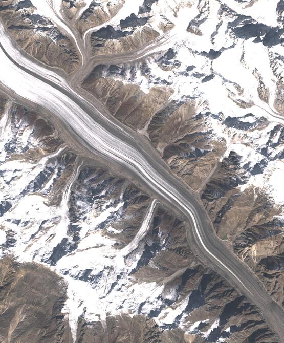 Aerial view of Biafo Glacier