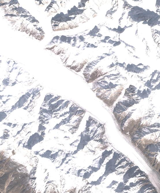Aerial view of Biafo Glacier