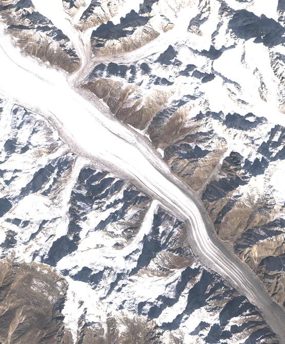 Aerial view of Biafo Glacier
