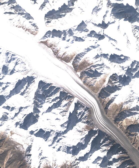 Aerial view of Biafo Glacier