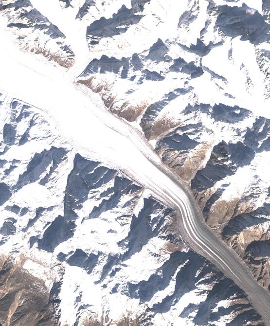 Aerial view of Biafo Glacier