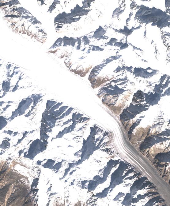 Aerial view of Biafo Glacier
