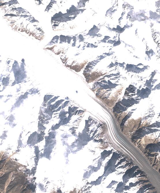 Aerial view of Biafo Glacier