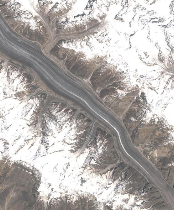 Aerial view of Biafo Glacier
